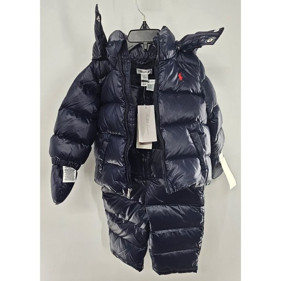 NEW!! Polo Ralph Lauren Baby Boy Water-Repellent Down Snowsuit Set 9 months - Picture 8 of 9